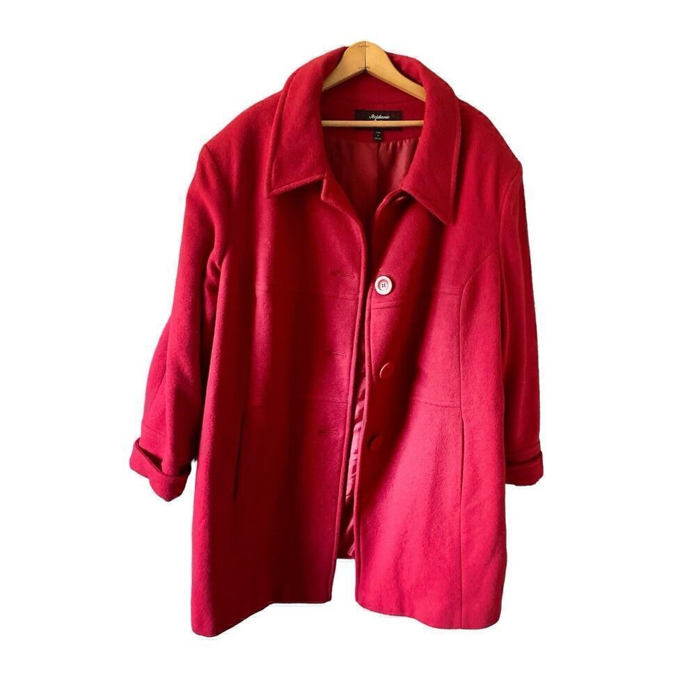 Stephanie Mathews Vintage Long Wool Coat Black Single Breasted, size 3X